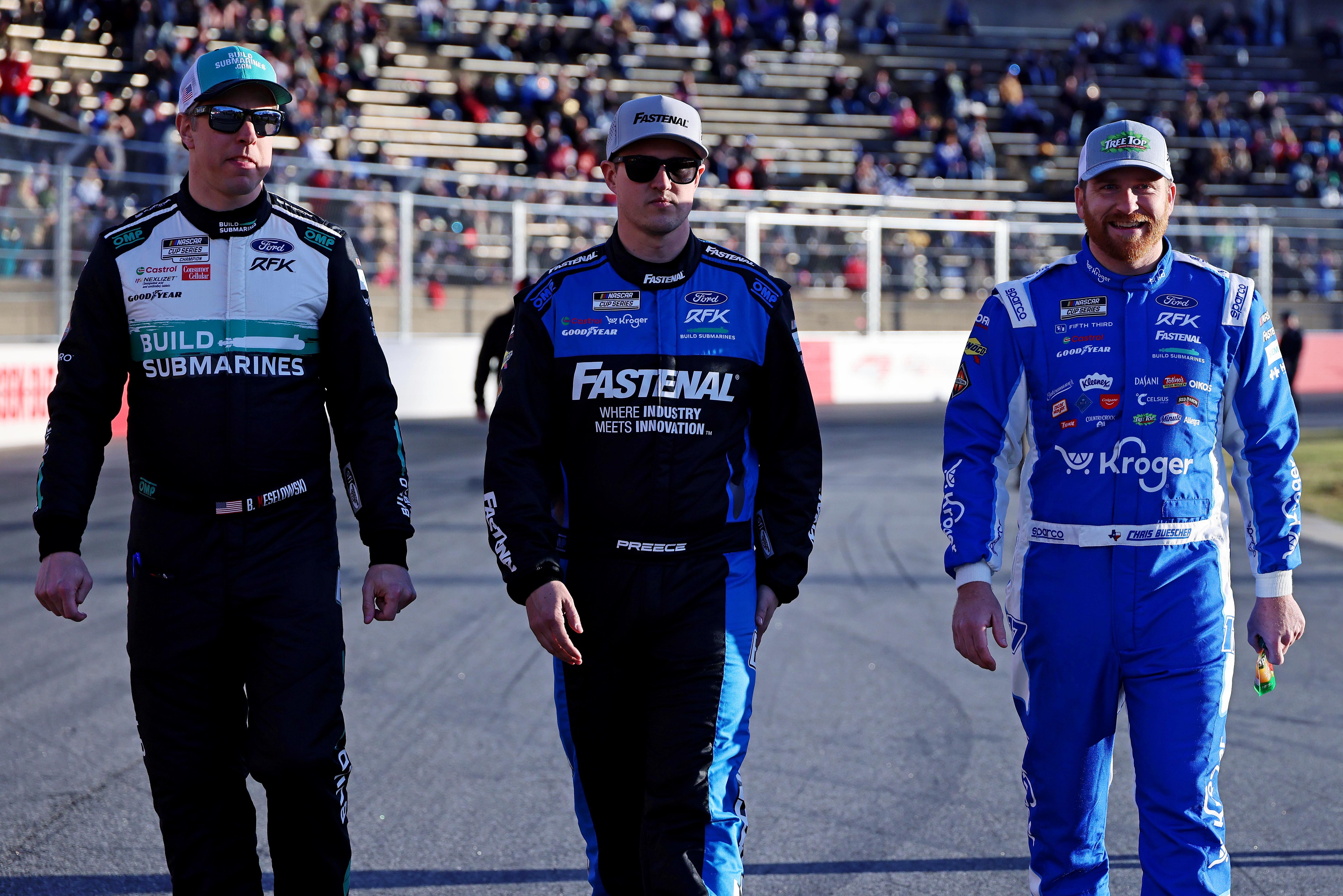 RFK's Brad Keselowski (6), Ryan Preece (60), and Chris Buescher (17) at Bowman Gray. Source: Imagn